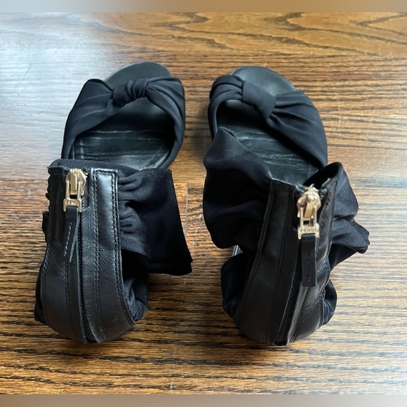 Fendi Black  Stretch Fabric Ankle Wrap Flat Sandals Size 37.5 (7/7.5 US) - Picture 2 of 7